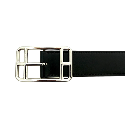 Hermès Cape Cod Wendegürtel Schwarz/Dunkelbraun / gut Hermès
