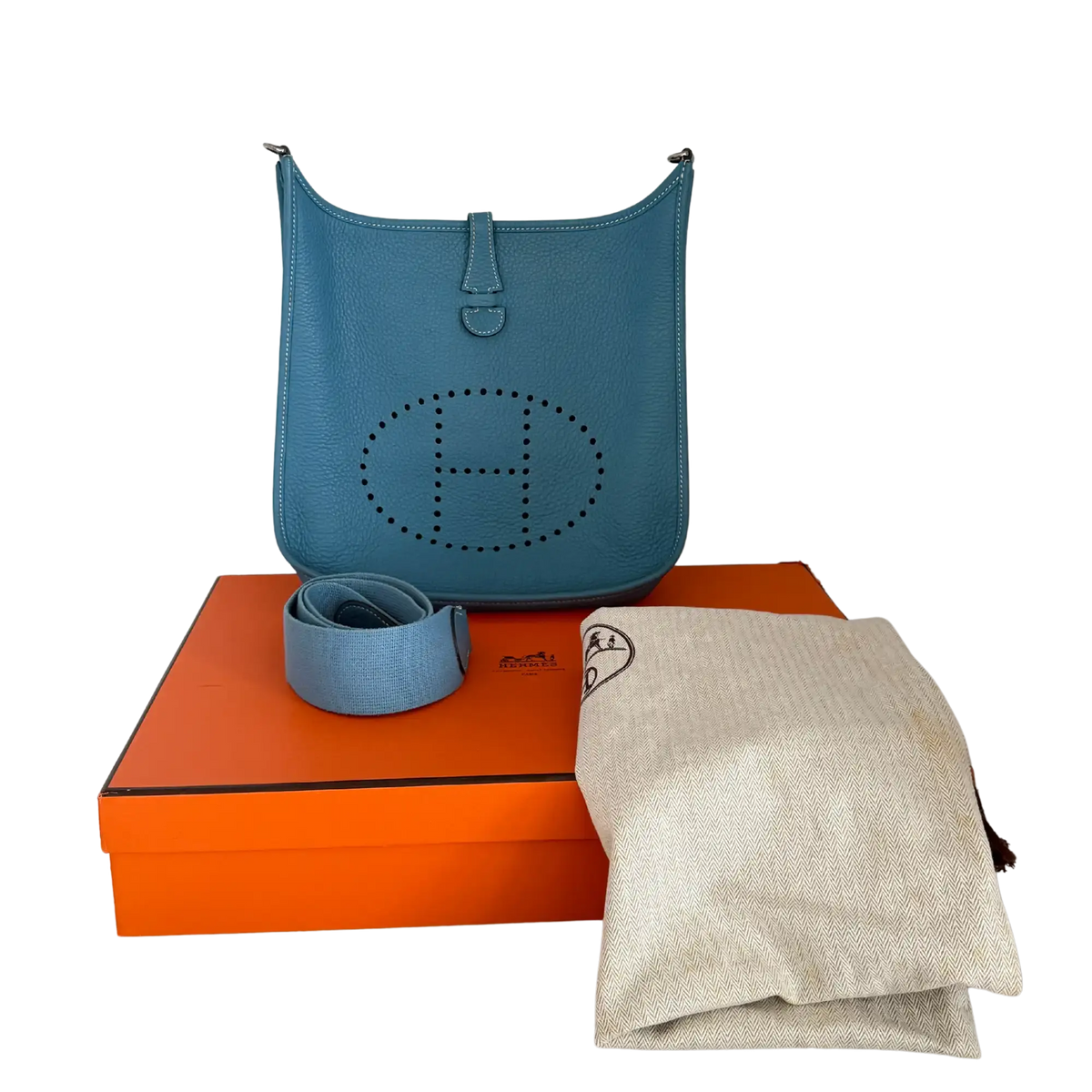 Hermès Evelyne III 29 blau Clemence  Palladium Fullset 2010 / sehr gut Hermès