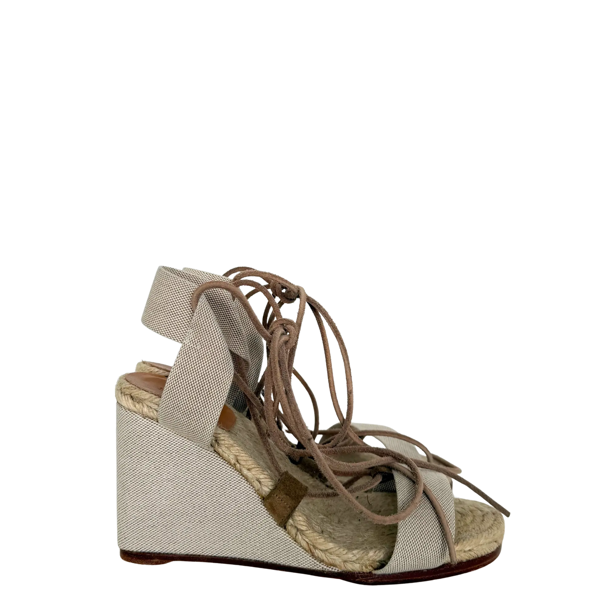 Hermès Keilsandalen mit Schnürung  beige Größe 37 / sehr gut Hermès