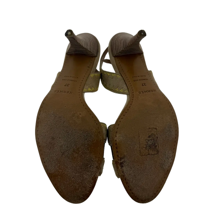 Hermès Premières Sandalen aus Veloursleder beige gold Größe 37 / sehr gut Hermès
