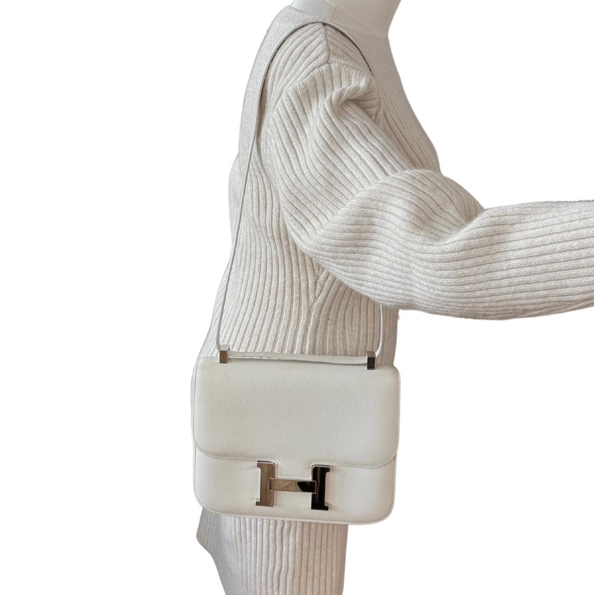 Hermès Constance 24 Vintage Evercolor Leder Weiß / gut Hermès