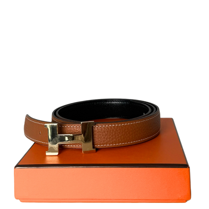 Gürtelschließe H & Wendbarer Gürtelriemen Braun Größe 85 / sehr gut Hermès