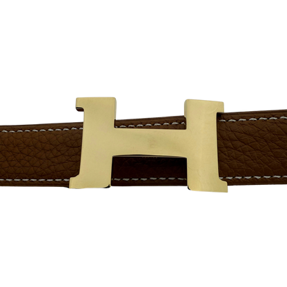 Gürtelschließe H & Wendbarer Gürtelriemen Braun Größe 85 / sehr gut Hermès