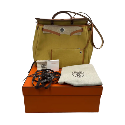 Hermès Herbag Zip 39 Palladium Hardware Ginger / Naturel Fullset 2024 / neuwertig Hermès