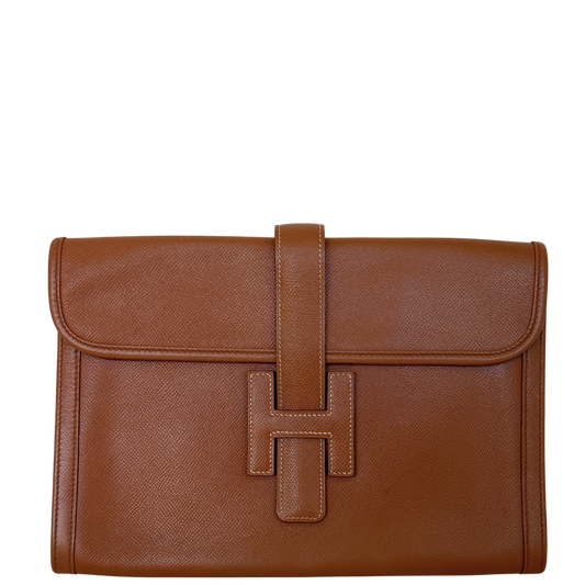 Hermès Vintage Jige 29 Courchevel Leder braun / gut Hermès