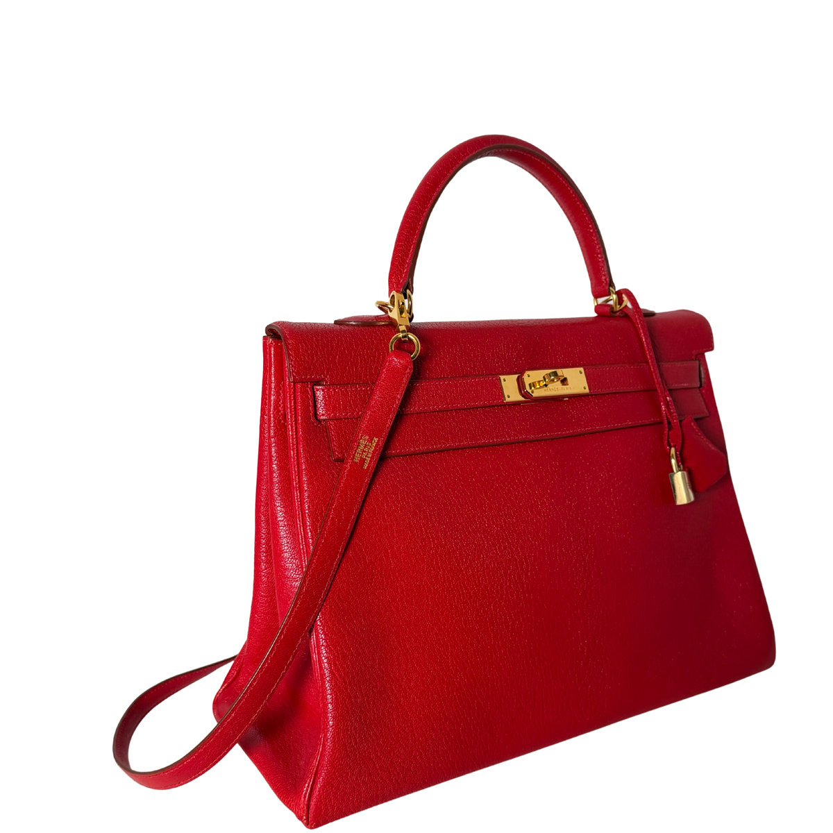 Hermès Vintage Chèvre Mysore Retourné 35 Kelly Bag Rouge Vif goldene Hardware / sehr gut Hermès