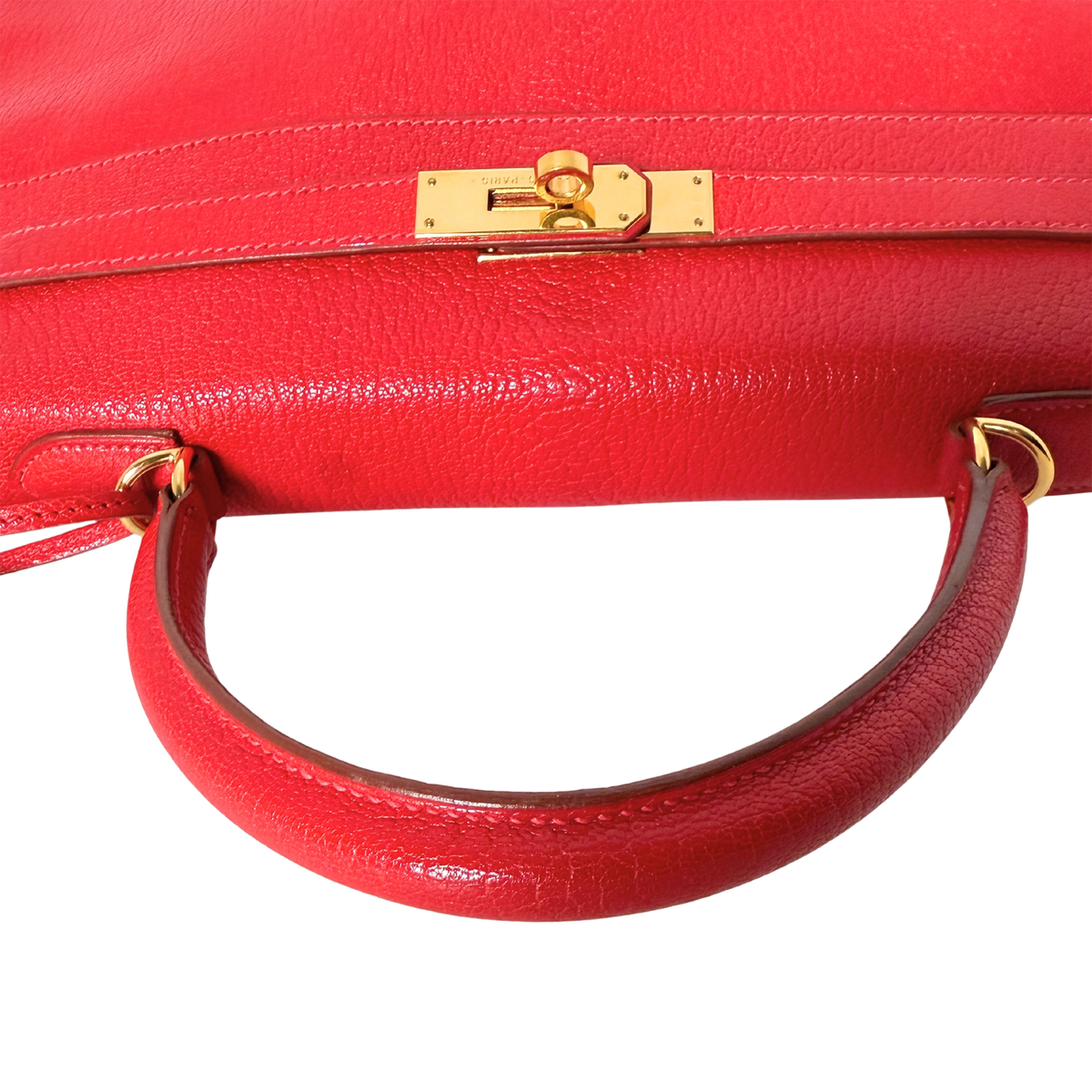 Hermès Vintage Chèvre Mysore Retourné 35 Kelly Bag Rouge Vif goldene Hardware / sehr gut Hermès