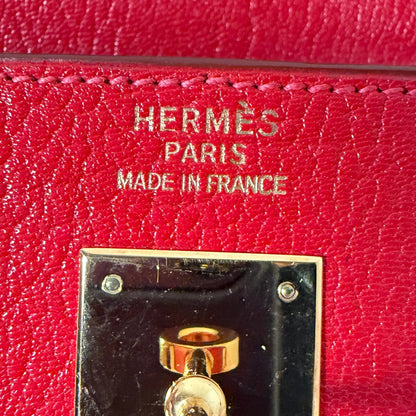 Hermès Vintage Chèvre Mysore Retourné 35 Kelly Bag Rouge Vif goldene Hardware / sehr gut Hermès