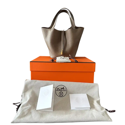 Hermès Picotin 22 Taurillon Clémence Étoupe 2024 Fullset / neu Hermès