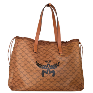 MCM Himmel Lauretos Tote Bag XL Cognac