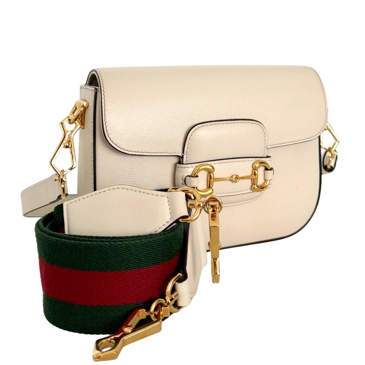 Gucci Kleine Horsebit 1955 Schultertasche Weiß / sehr gut Gucci