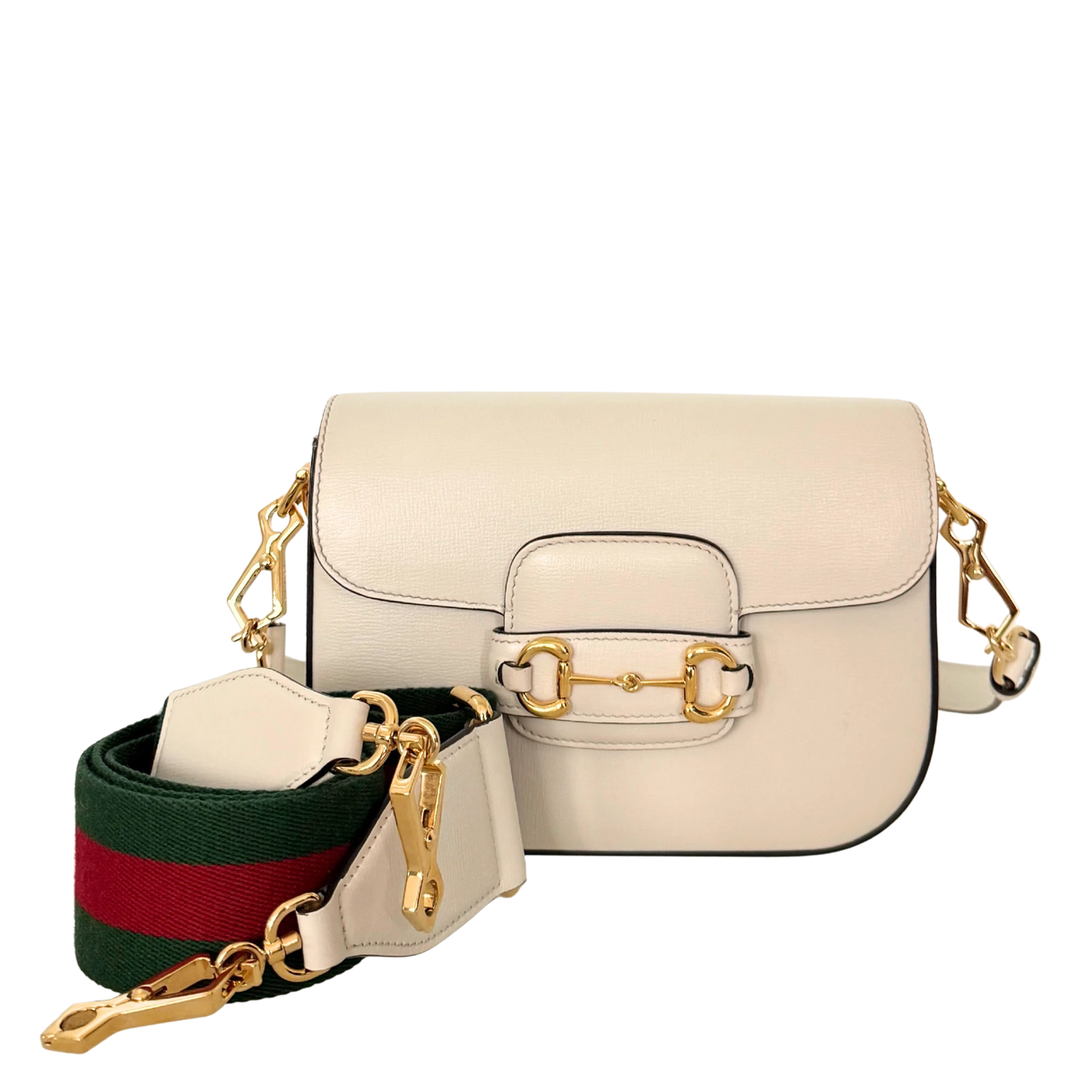 Gucci Kleine Horsebit 1955 Schultertasche Weiß / sehr gut Gucci