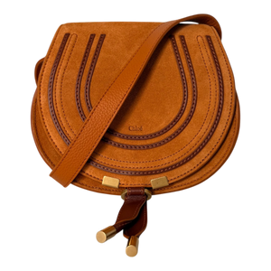 Chloé Marcie Small Saddle Bag Suède Cognac