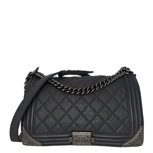 Chanel Paris-Dallas Boy Flap lamsleer donkergrijs
