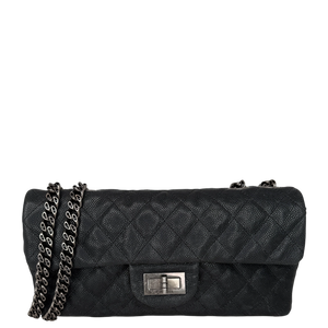 Chanel 2.55 Reissue East-West Flap Kaviaarleer Grijs, ruthenium