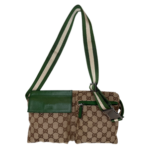Gucci GG Canvas Gürteltasche grün / beige