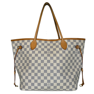 Louis Vuitton Neverfull MM Damier Azur Canvas Beige complete set