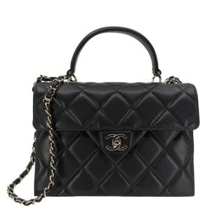 Chanel Coco Handle Flap Bag Caviar Schwarz Champagner Gold