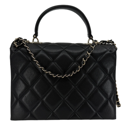 Chanel Coco Handle Flap Bag Caviar Schwarz Champagner Gold – Ansicht 3