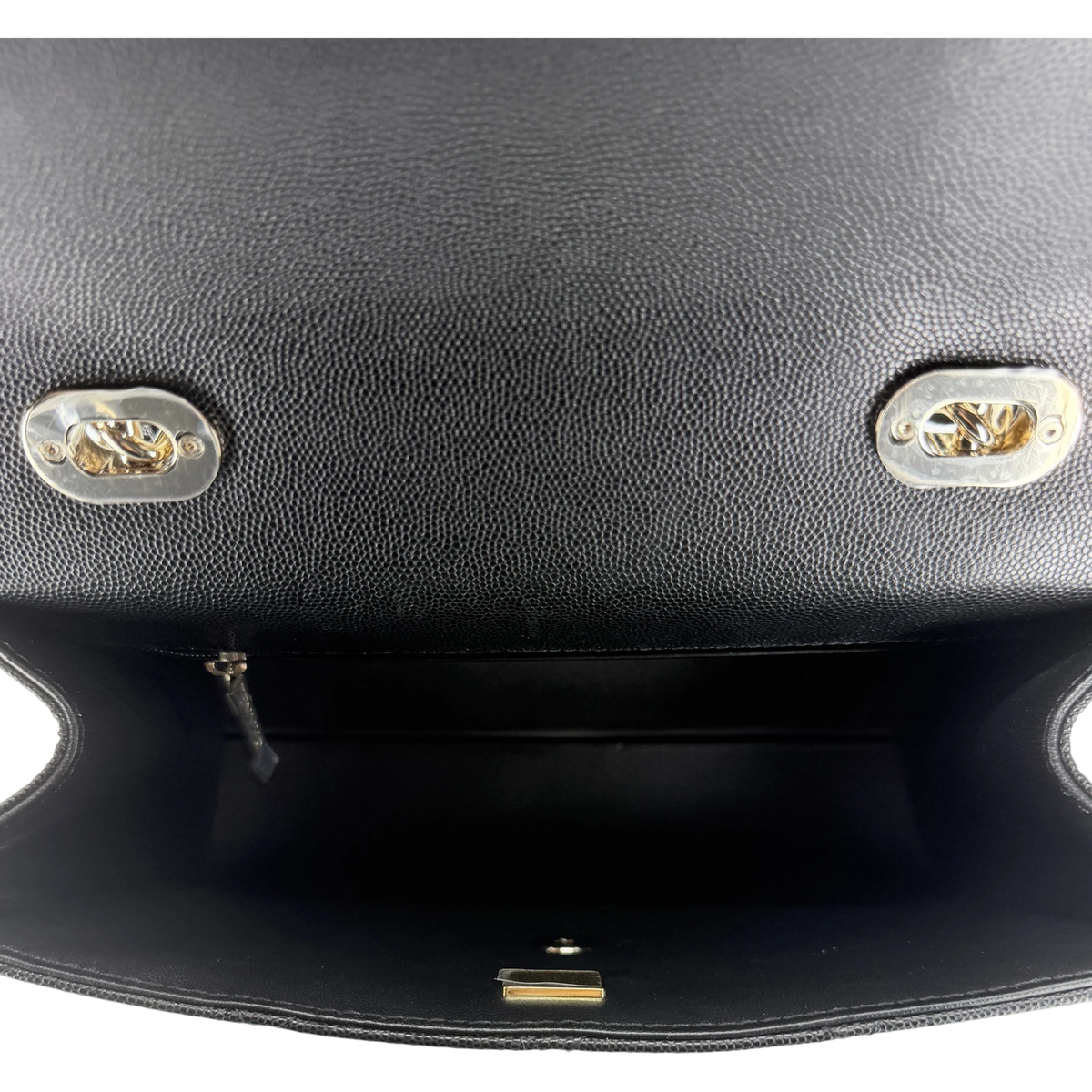 Chanel Coco Handle Flap Bag Caviar Schwarz Champagner Gold – Ansicht 5
