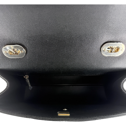 Chanel Coco Handle Flap Bag Caviar Schwarz Champagner Gold – Ansicht 5