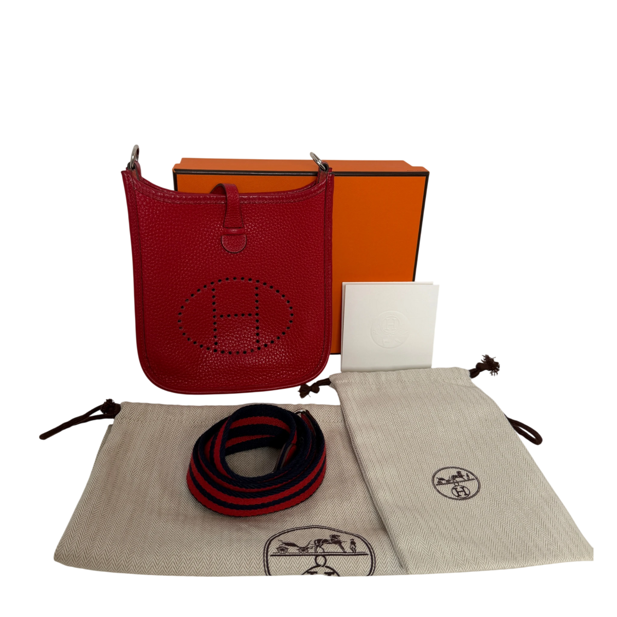Hermès Mini Evelyne TPM 16 Taurillon Clémence Rot Palladium – Ansicht 7