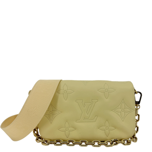 Louis Vuitton Wallet on Strap Bubblegram lamsleer pastelgeel goud