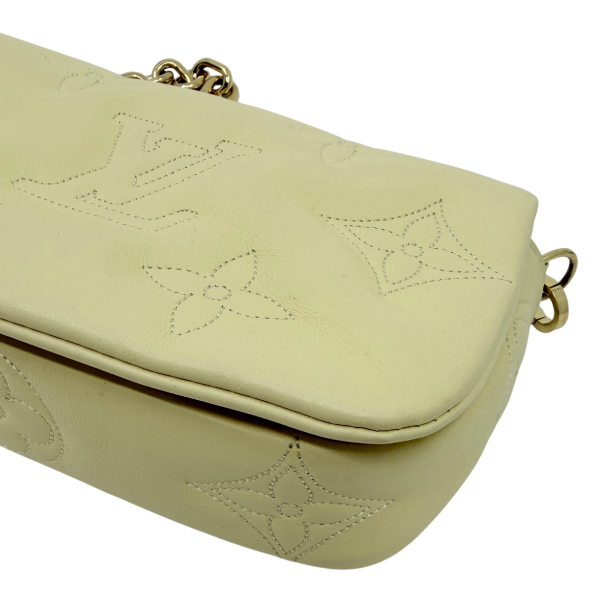 Louis Vuitton Wallet on Strap Bubblegram Lammleder Pastellgelb Gold – Ansicht 9
