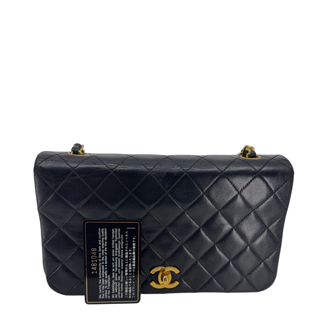 Chanel Vintage Full Flap Bag Lammleder Schwarz Gold 1989-1991 – Ansicht 19