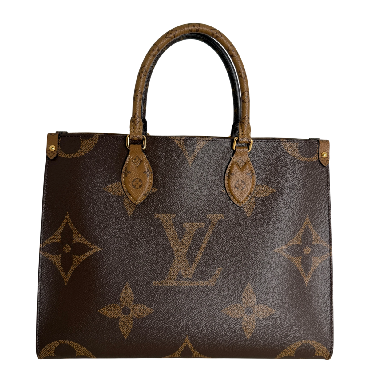 Louis Vuitton OnTheGo MM Monogram Giant Reverse Canvas Braun Gold