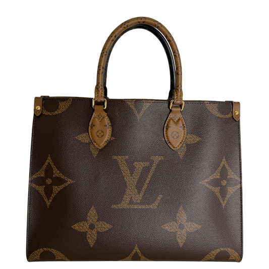 Louis Vuitton OnTheGo MM Monogram Giant Reverse Canvas Braun Gold