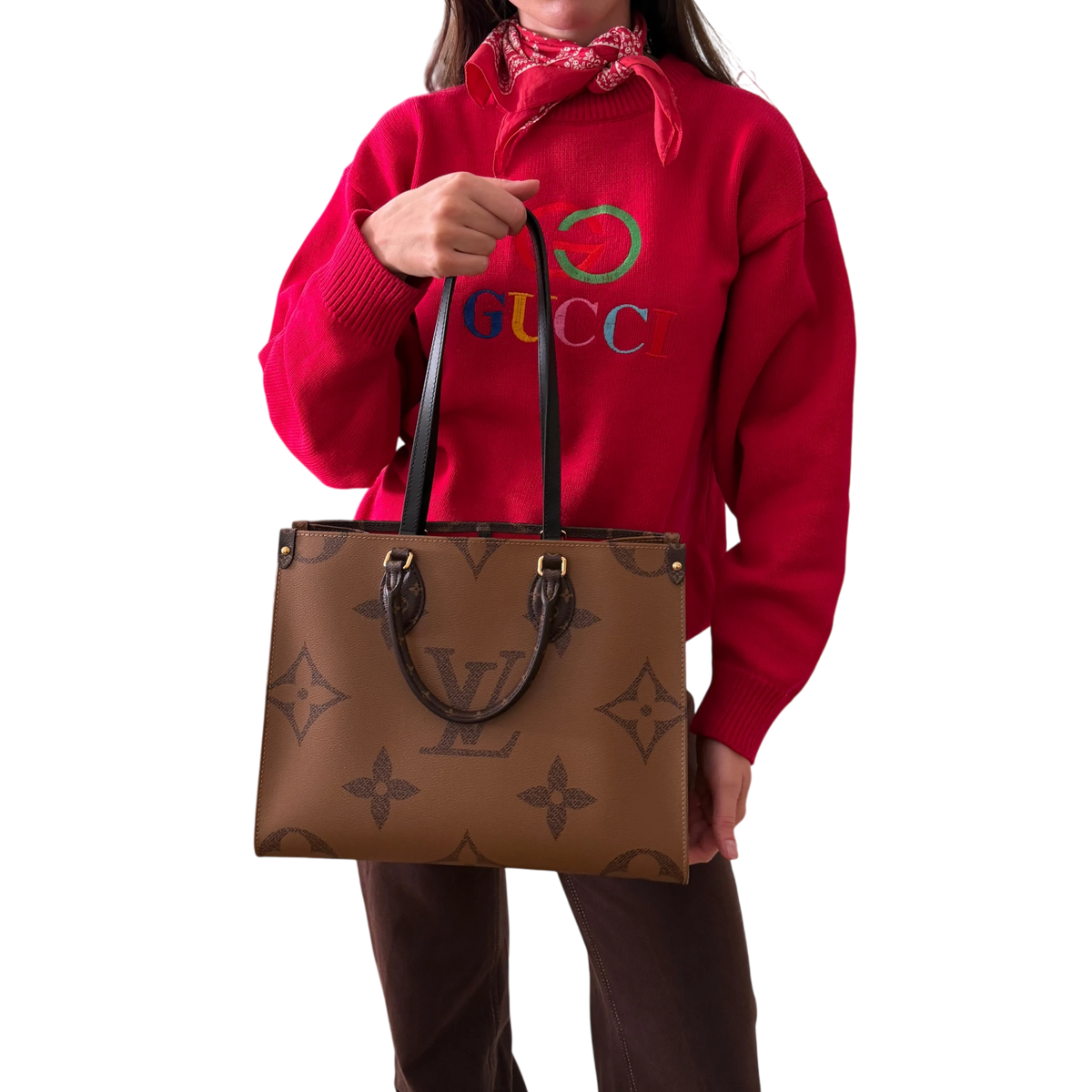 Louis Vuitton OnTheGo MM Monogram Giant Reverse Canvas Braun Gold – Ansicht 11