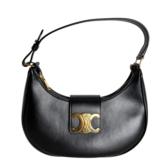 Celine Ava Triomphe Medium Glattleder Schwarz Gold 2024