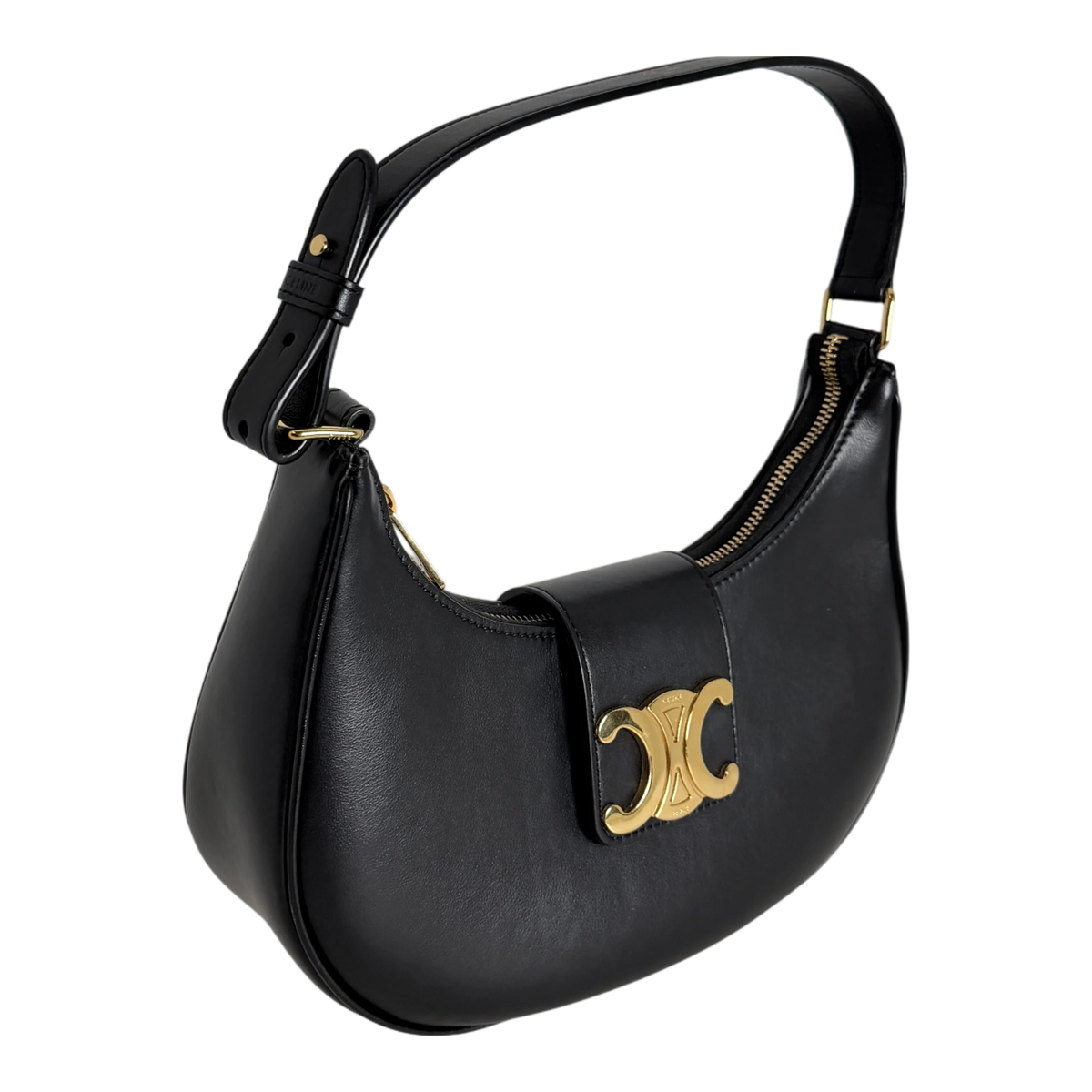 Celine Ava Triomphe Medium Glattleder Schwarz Gold 2024 – Ansicht 2