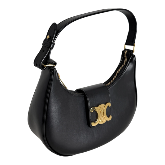 Celine Ava Triomphe Medium Glattleder Schwarz Gold 2024