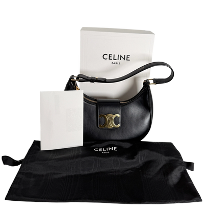 Celine Ava Triomphe Medium Glattleder Schwarz Gold 2024 – Ansicht 8