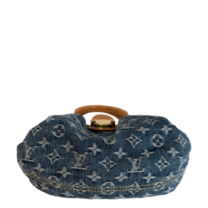 Louis Vuitton Pleaty Monogram Denim Blau Vachetta Gold Vintage – Ansicht 4