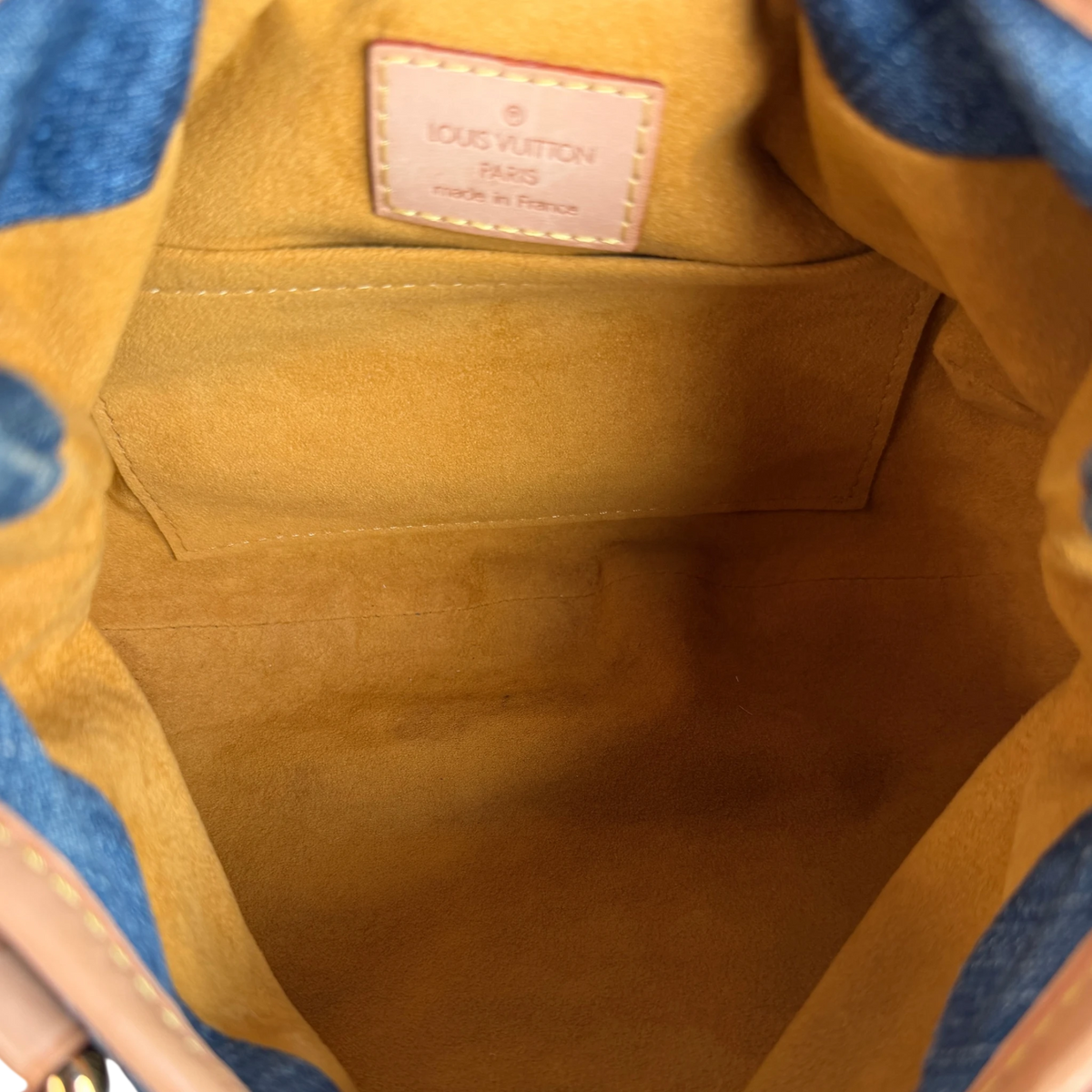 Louis Vuitton Pleaty Monogram Denim Blau Vachetta Gold Vintage – Ansicht 6