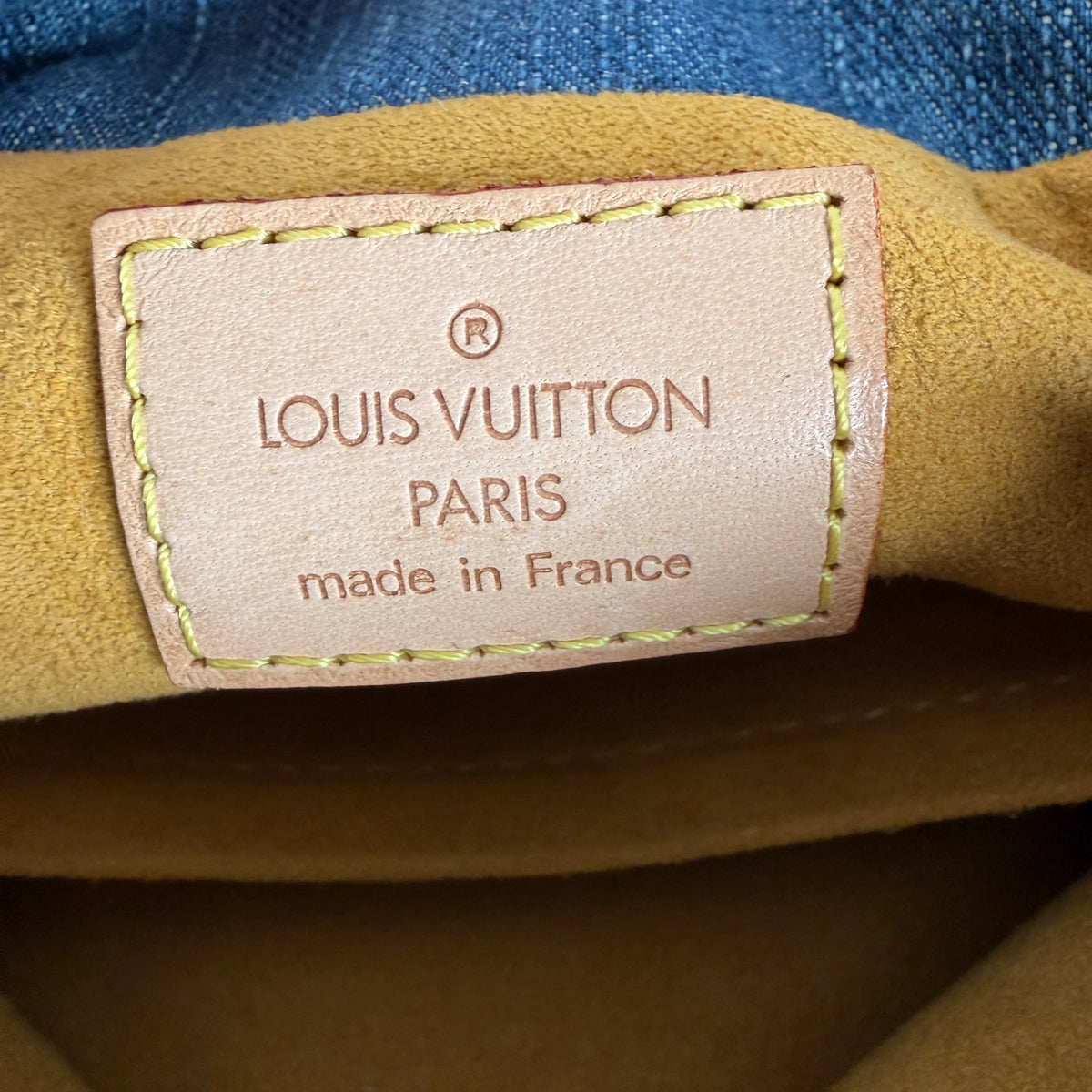 Louis Vuitton Pleaty Monogram Denim Blau Vachetta Gold Vintage – Ansicht 7