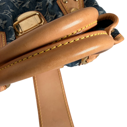Louis Vuitton Pleaty Monogram Denim Blau Vachetta Gold Vintage – Ansicht 13