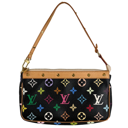 Louis Vuitton Pochette Accessoires Multicolore Schwarz Nieten Gold