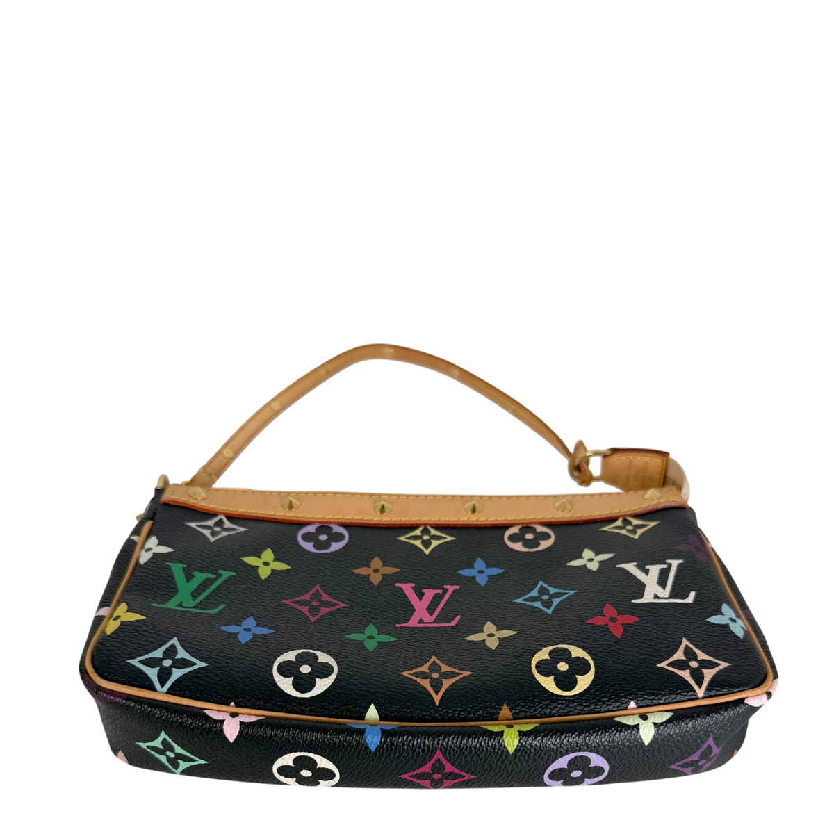 Louis Vuitton Pochette Accessoires Multicolore Schwarz Nieten Gold – Ansicht 4