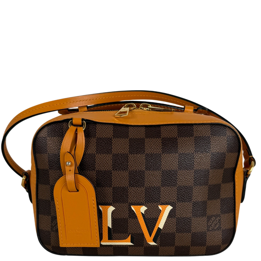 Louis Vuitton Santa Monica Damier Ebène Canvas Safran Orange Gold
