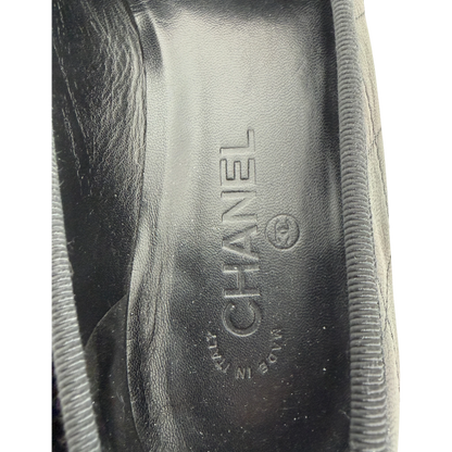 Chanel Cambon Ballerinas Lammleder Schwarz Weiß CC Größe 41