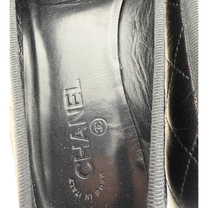 Chanel Cambon Ballerinas Lammleder Schwarz Weiß CC Größe 41