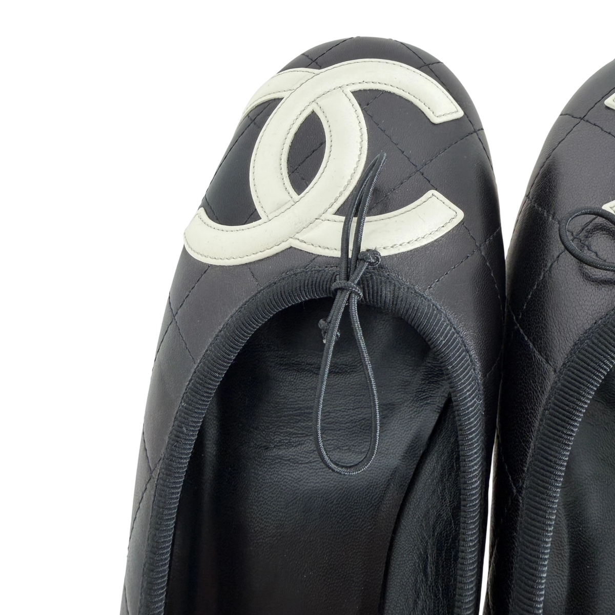 Chanel Cambon Ballerinas Lammleder Schwarz Weiß CC Größe 41