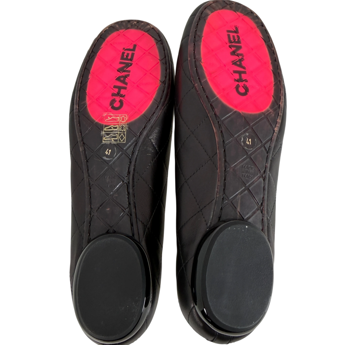 Chanel Cambon Ballerinas Lammleder Schwarz Weiß CC Größe 41