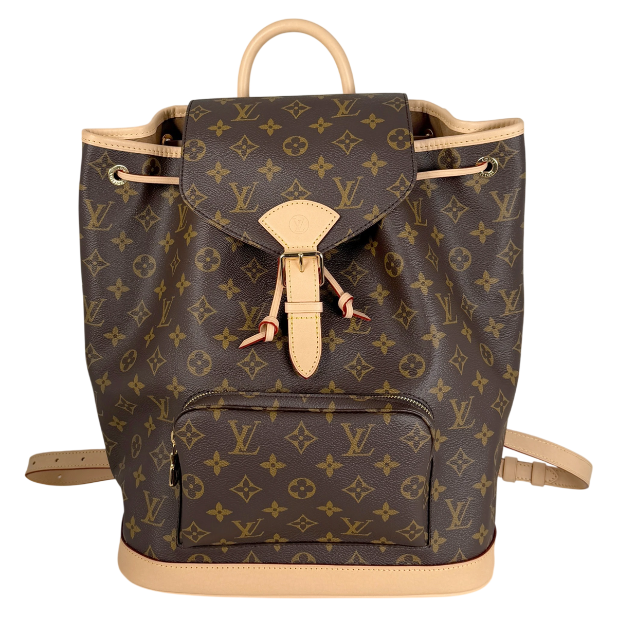 Louis Vuitton Montsouris MM Rucksack Monogram Canvas Vachetta Gold