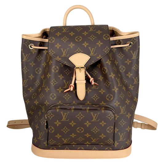 Louis Vuitton Montsouris MM Rucksack Monogram Canvas Vachetta Gold