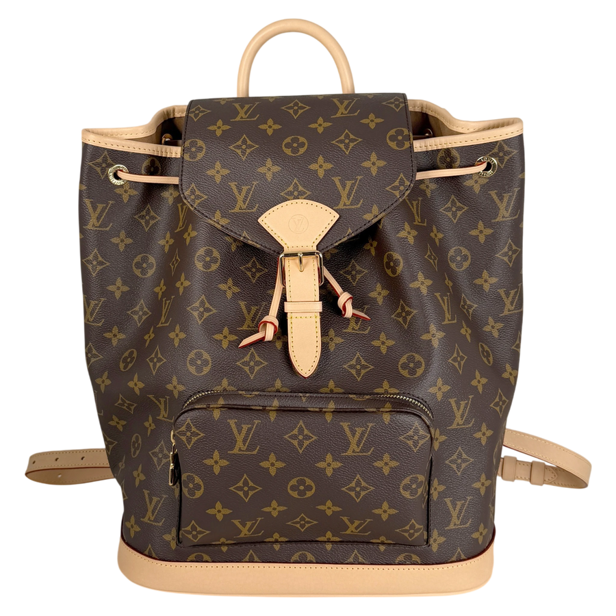 Louis Vuitton Montsouris MM Rugzak Monogram Canvas Vachetta Goud